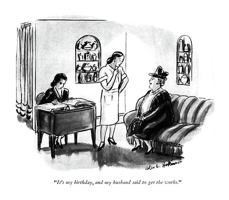 Spa Wall Art featuring the drawing It's My Birthday by Helen E Hokinson