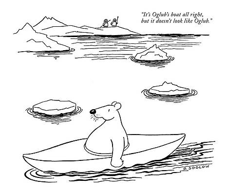 Polar Bear in a Boat Drawing
