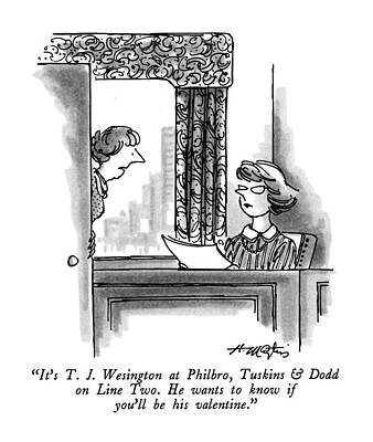 Valentine Drawing - It's T. J. Wesington At Philbro by Henry Martin