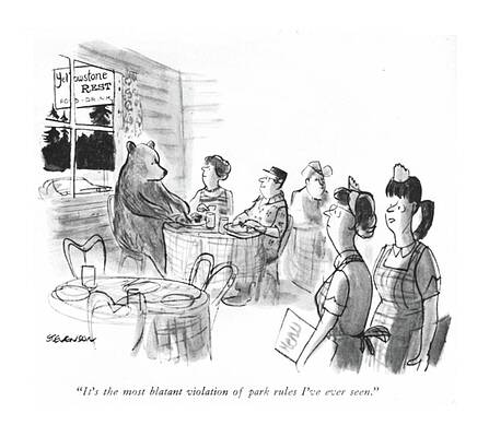 Outdoors Drawing - It's The Most Blatant Violation Of Park Rules by James Stevenson