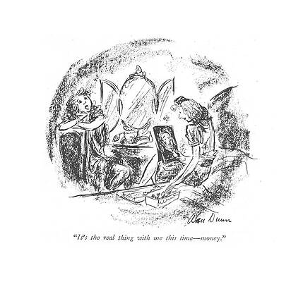 Lover Drawing - It's The Real Thing With Me This Time - Money by Alan Dunn