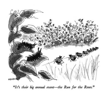 Gardening Drawing - It's Their Big Annual Event - The Run by James Stevenson