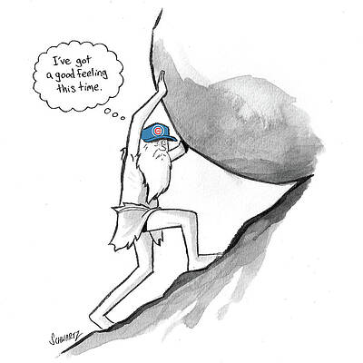 Sisyphus with Cubs Hat Drawing