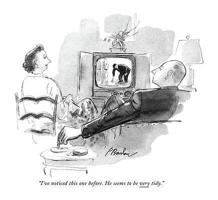 Watching Drawing - I've Noticed This One Before. He Seems by Perry Barlow