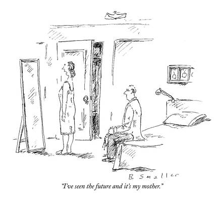 Amusing Reflection in Bedroom Scene Drawing