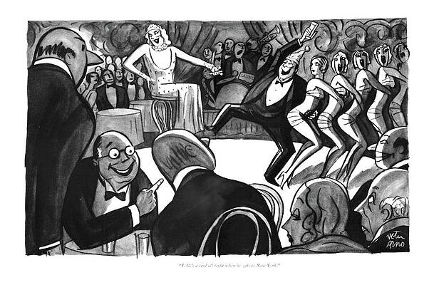 Professional Drawing - J. G.'s A Card by Peter Arno