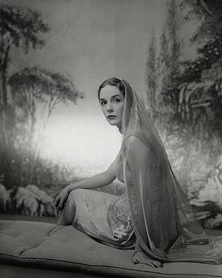 Elegant Woman Draped in Veil Wall Art