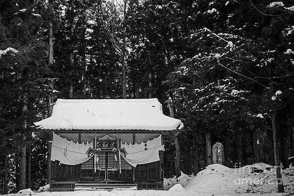 Winter Photograph - Japanese Architecture On The Road To Jigokudani Monkey Park BW by Natural Focal Point Photography