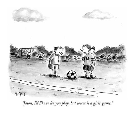 Cartoon Soccer Field Debate Print