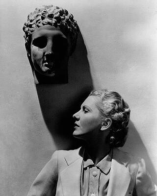 Wall Art featuring the photograph Jean Arthur Under A Bust by Lusha Nelson