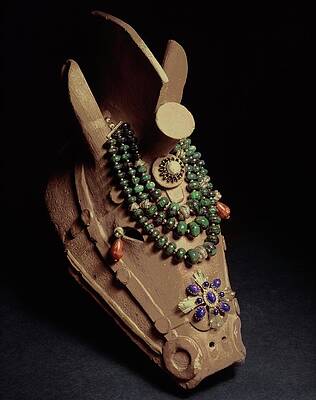 Jewelry Adorned Clay Horse Head Wall Art