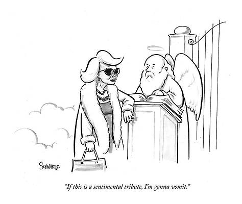 River Wall Art featuring the drawing Joan Rivers At The Gates Of Heaven by Benjamin Schwartz