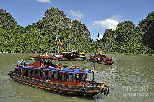 Transportation Wall Art featuring the photograph Junk Boats In Halong Bay by Sami Sarkis Photography