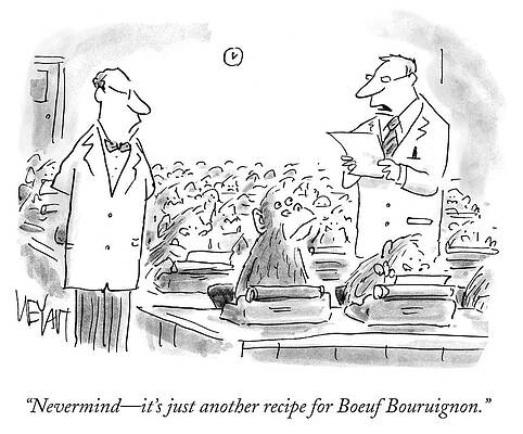 Recipe Drawing - Just Anouther Recipe For Boeuf Bouruignon by Christopher Weyant