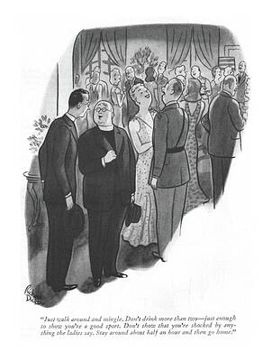 Prayer Drawing - Just Walk Around And Mingle. Don't Drink More by Richard Decker