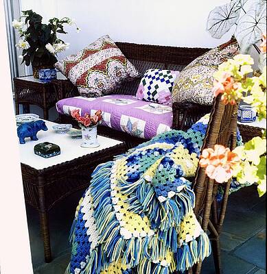 Colorful Wicker Patio Seating Wall Art