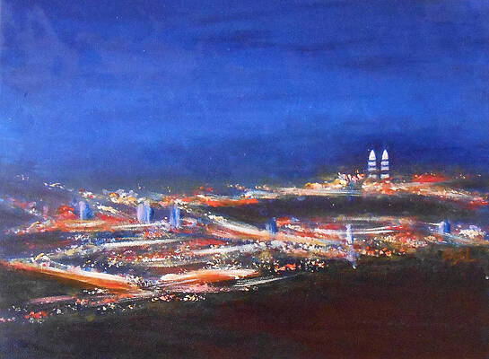 Sky Painting - K L Skyline At Night by Jane See