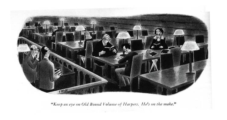 Quiet Reading Room in a Library Drawing