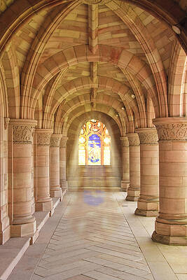 Architecture Wall Art featuring the photograph Kelso Abbey Stained Glass by Sue Leonard