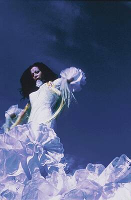 Wall Art featuring the photograph La Contrahecha Wearing A Ruffled Dress by Raymundo de Larrain