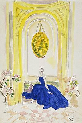 Lady in Blue Gown Print