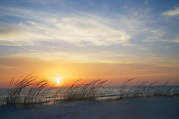 Sunset Over Ocean Dunes Photograph