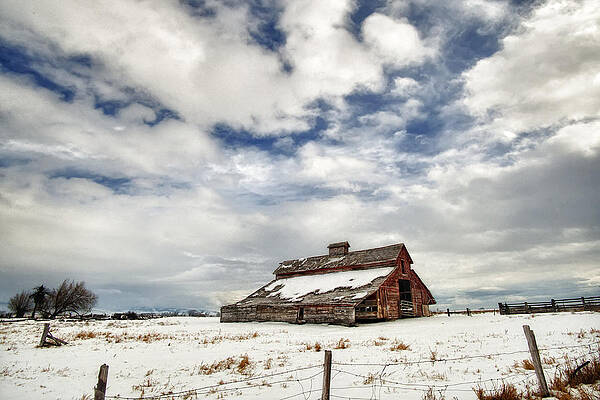 Sky Photograph - Last Snow Barn by Mary Jo Allen