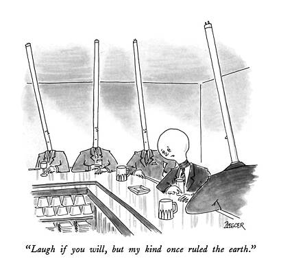 Round Drawing - Laugh If by Jack Ziegler