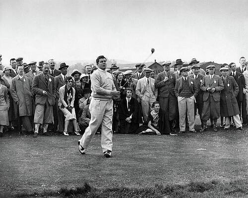 Watching Photograph - Lawson Little Holding A Golf Club by International News Photos
