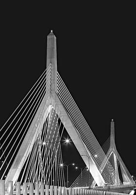 Night View of Cable-Stayed Bridge Photograph