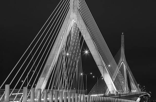 Beautiful Night View of Cable-Stayed Bridge Photograph