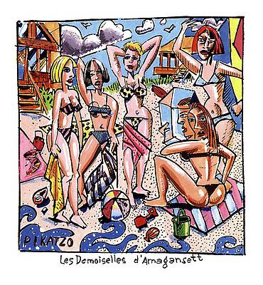 Summer Drawing - Les Demoiselles D'amagansett by Tom Hachtman