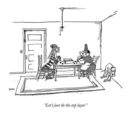 Valentine Drawing - Let's Just Do The Top Layer by George Booth