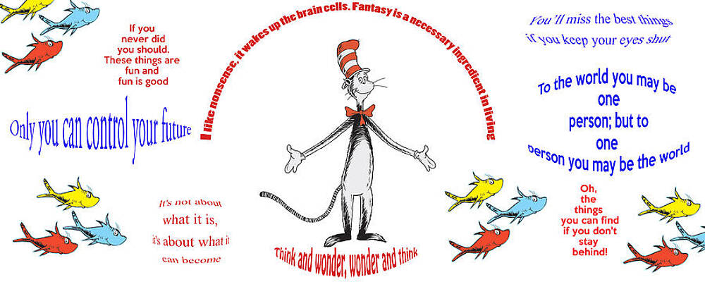 Cat in the Hat and Colorful Fish Digital Art