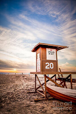 California Wall Art featuring the photograph Lifeguard Tower 20 Newport Beach CA Picture by Paul Velgos