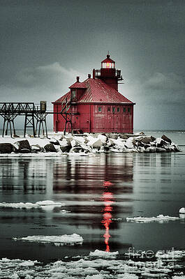 Wall Art featuring the photograph Lighthouse In The Darkness by Duluth To Door County Photography