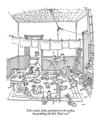 Room Full of Mischievous Cats Drawing