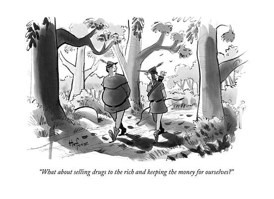 Hood Drawing - Little John And Robin Hood Walk by Kaamran Hafeez