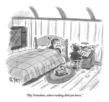 Hood Drawing - Little Red Riding Hood Sits Crunching Numbers by Christopher Weyant