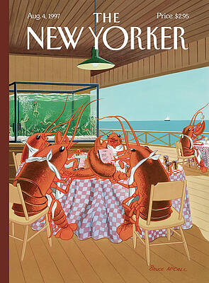 Lobsters Dining Seaside Painting