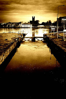Water Wall Art featuring the photograph Lock Gate Old Gold by Mark Callanan