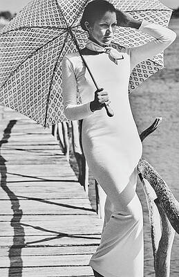 Bridge Photograph - Lois Chiles Holding An Umbrella In La Romana by Chris von Wangenheim