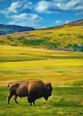 Majestic Bison in Vast Landscape Wall Art