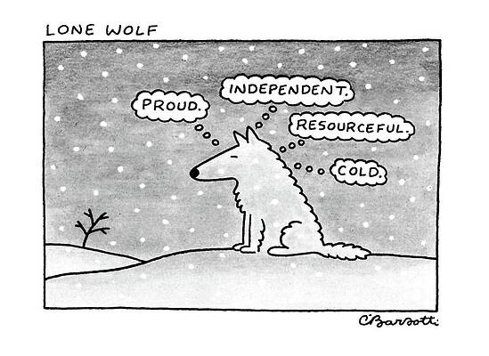 Lone Wolf in Snowy Landscape Drawing