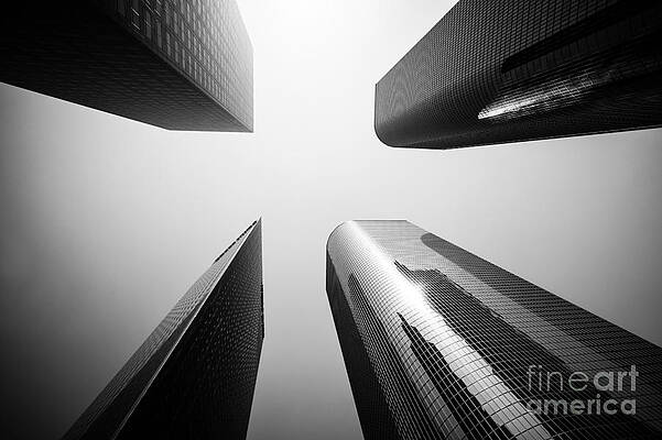 California Wall Art featuring the photograph Los Angeles Skyscraper Buildings In Black And White by Paul Velgos