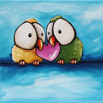 Wall Art featuring the painting Love Birds by Lucia Stewart
