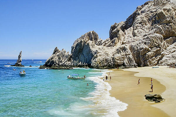 Sunny Beach with Rocky Cliffs Wall Art