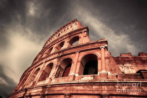 Sky Wall Art featuring the photograph Low Angle View Of The Roman Colosseum by Stefano Senise