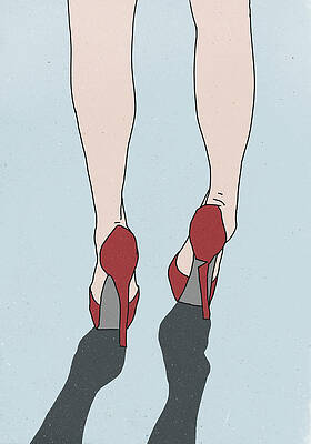 Wall Art featuring the digital art Low Section Of Woman Wearing Shoes With by Malte Mueller