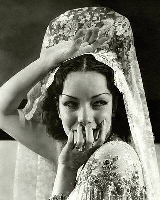 Lace Wall Art featuring the photograph Lupe Velez Wearing A Headdress by Edward Steichen